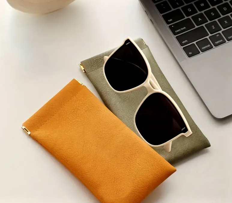 Pouzdro na brýle QiiM MP-11 oranžové, měkké, pružinové, eko kůže